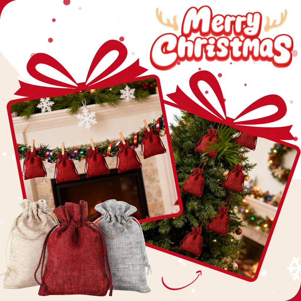 Juladventskalenderpåsar för presenttillverkning, 24-pack säckar, Juladventskalenderpåsar, DIY juldekorationspåsar, Juldekorationer