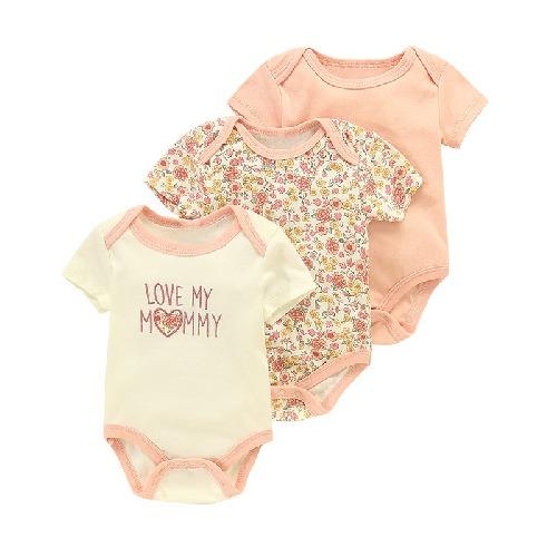 New Three-piece Baby Clothes Fart Clothes Short-sleeved Summer Printed Children's Clothing Baby One-piece Suit