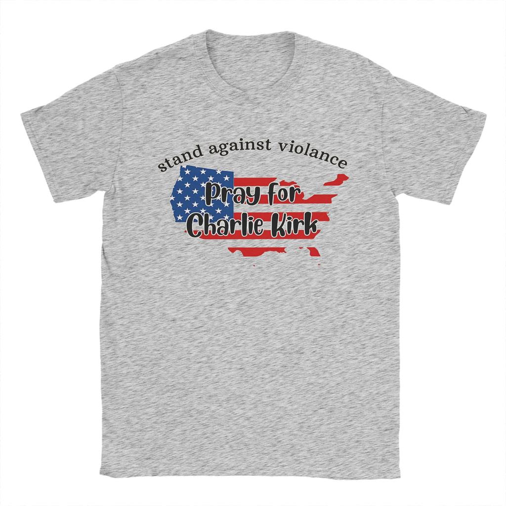 Charlie Kirk T Shirts Men Pure Cotton Vintage T-Shirt Crewneck  Tee Shirt Short Sleeve Clothes Birthday Gift