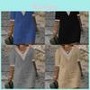 Abito Casual da Donna in Lino e Cotone con Scollo a V e Bordi in Pizzo per l'Estate