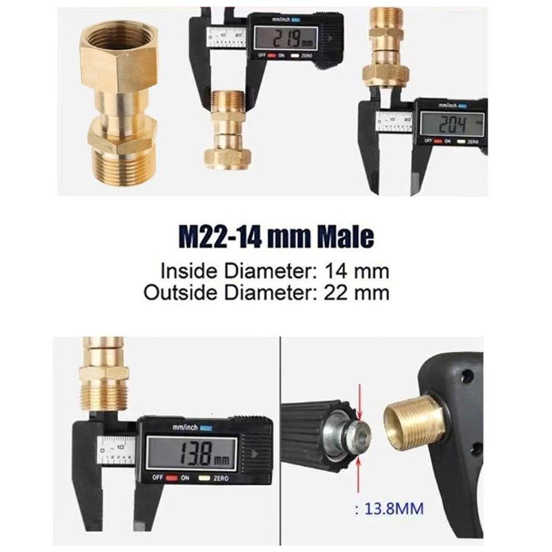 2 Pcs M22 14mm Connection Quickly Connect Pressure Washer Adapter Fitting