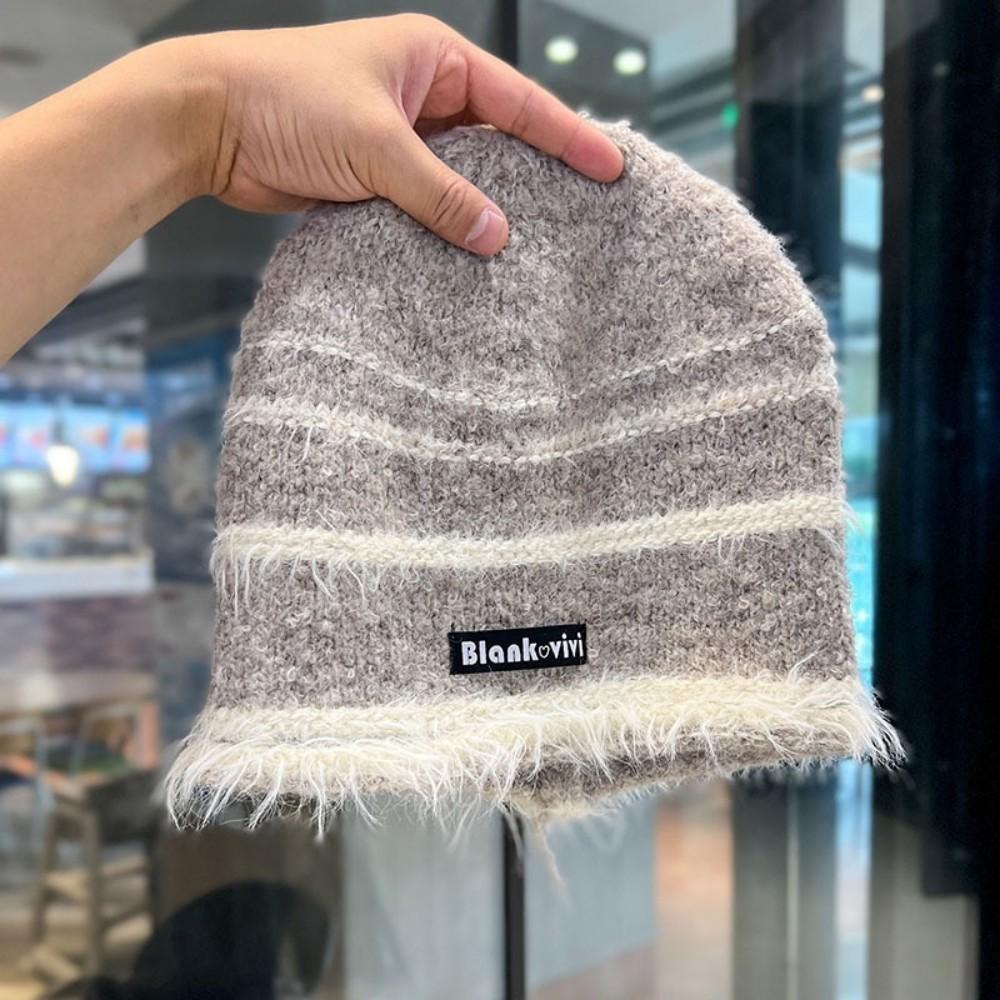 New Style Loose Dandy Hat Lazy Style Fashion Stripes Beanie Hat Sweet Winter Hats For Women Streetwear Knit Hats For Girl