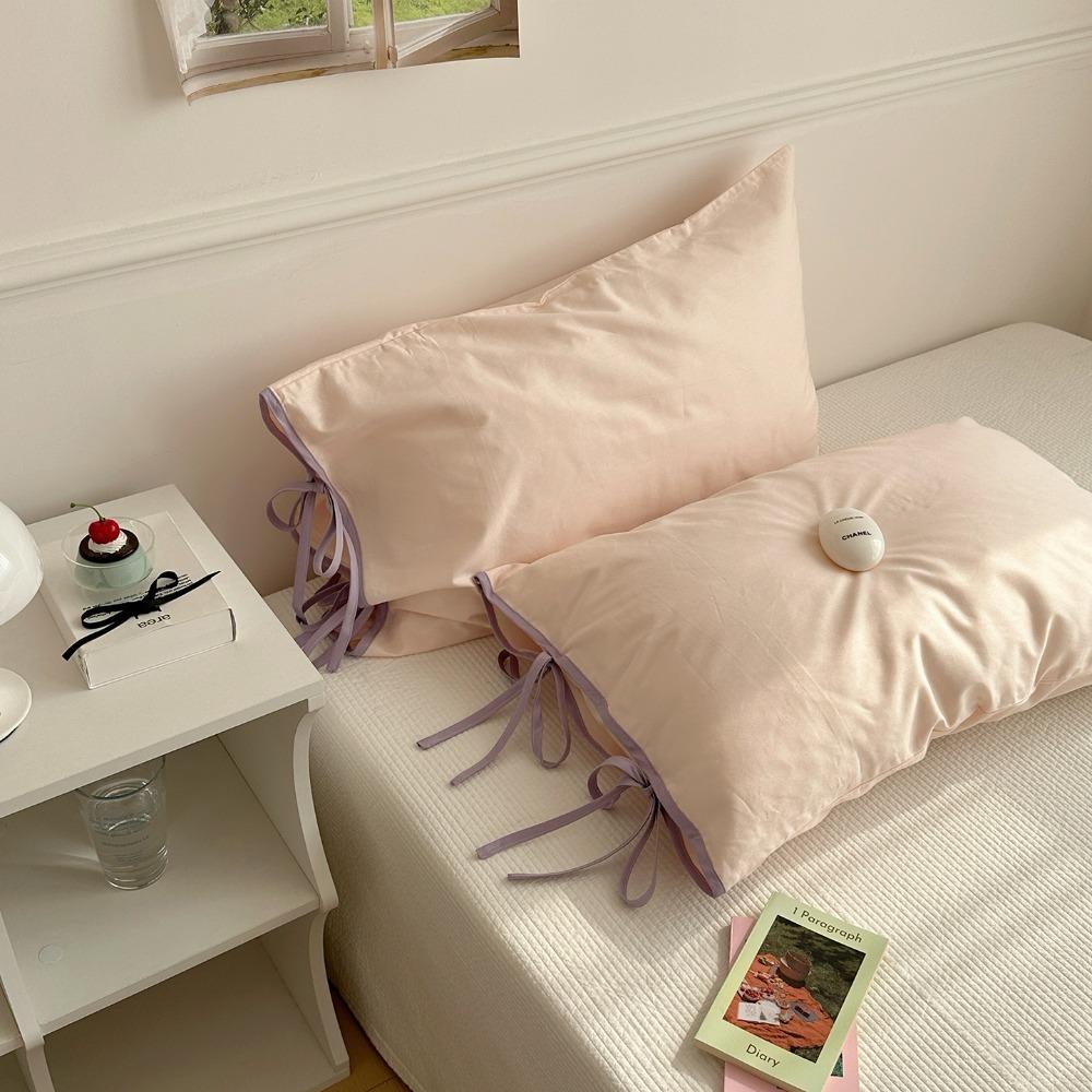 2PCS Soft Bow Pillow Cover Nordic Style Pillow Case Comfortable Cushion Covers  Girls Bedding