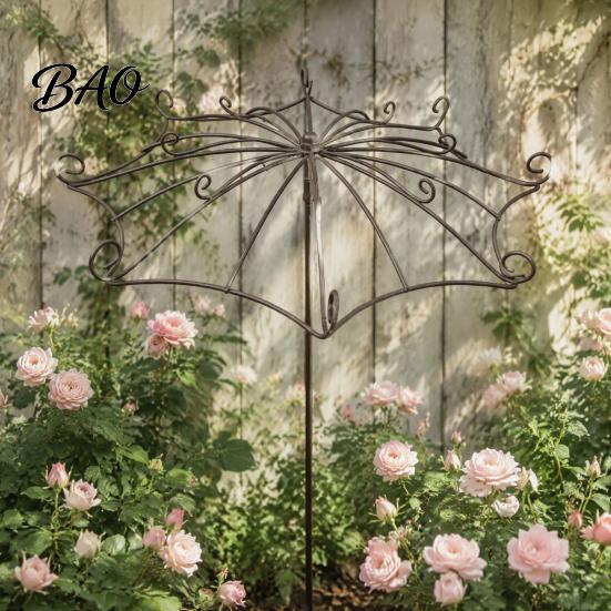 Patio Trellis for Ivy Vines Vintage Umbrella Garden Trellis, Metal Climbing Plant Support, Shape Outdoor Decorative Vine Stake Roses Clematis, Balcony