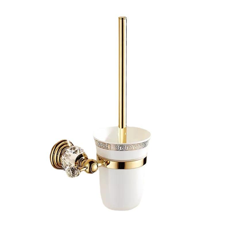 Spazzolino da Toilette in Acciaio Inossidabile Portaspazzolino per la Pulizia del Bagno con Serie Cristallo Oro Forniture Sanitarie in Ceramica Set Spazzolino da Toilette