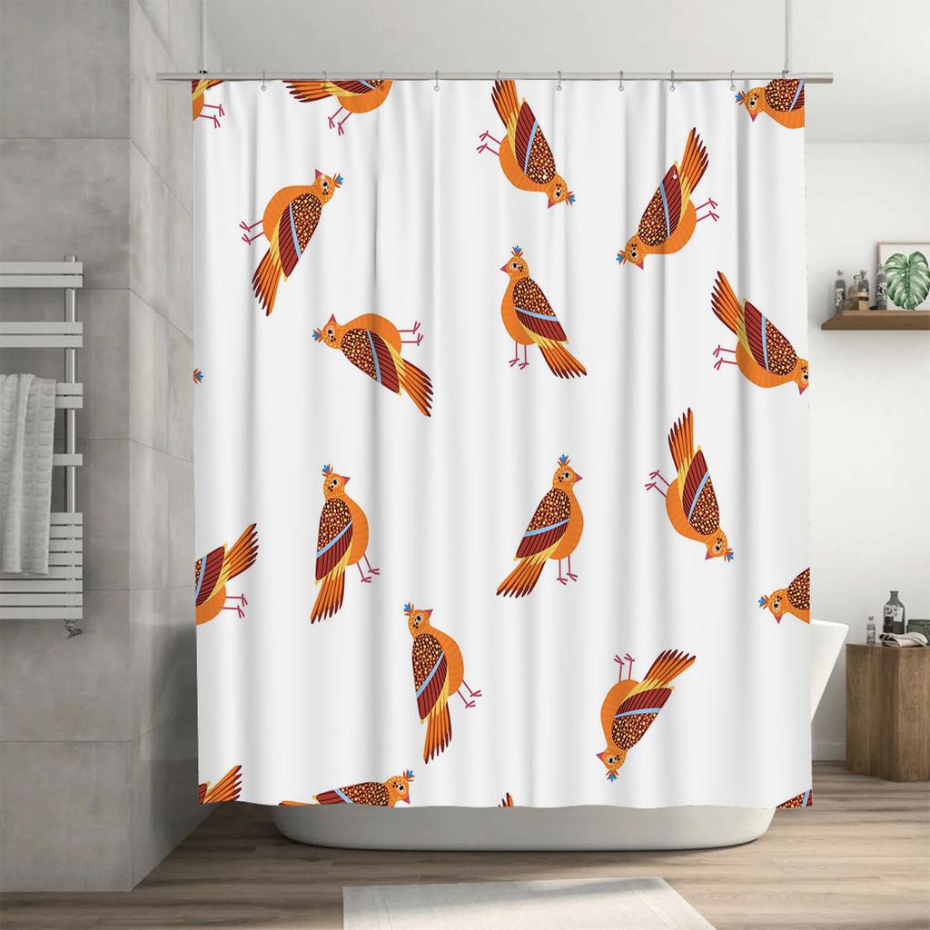 Fashion Bathroom Shower Curtain Set Colorful Chicken Print Waterproof Fabric Decorative Home Decoration