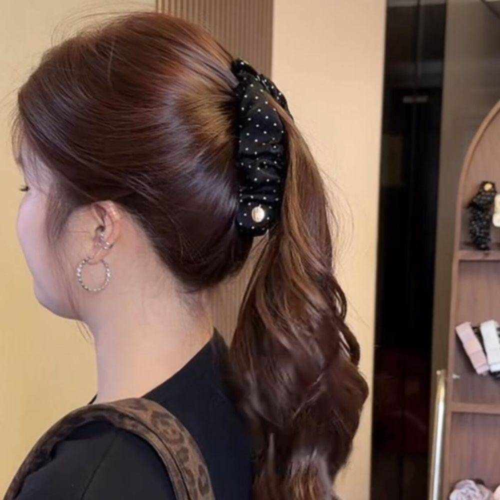Korean-style Hair Clip Dot Pleated Ponytail Clip New Banana Clip  Adds Volume To Hair