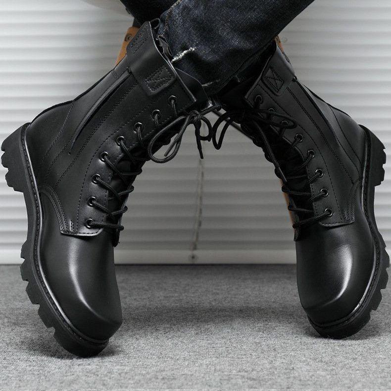 

Мужские и женские водонепроницаемые тактические ботинки со стальным подноском - Высокие, дышащие ботинки из коровьей кожи для тренировок на открытом воздухе и обеспечения безопасности. 35