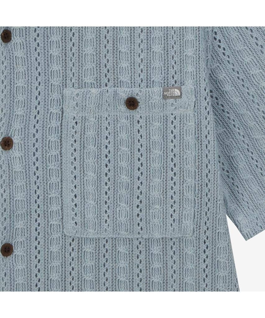 Noseupeiseu Nh8Ss08B Men'S Crochet Short Sleeve Shirt Blue Gray