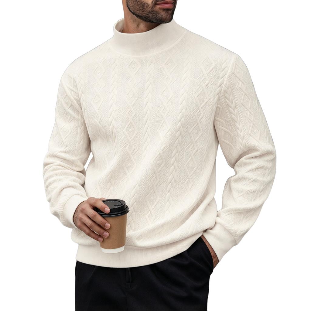 Pull en tricot pour homme Automne Hiver, Pull à col roulé court décontracté pour un usage quotidien en extérieur