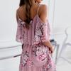 2022 Spring Chiffon Off-Shoulder Printed Dress