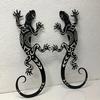 2-Piece Iron Gecko Wall Decorations, Suitable For Home Garden Courtyard Decoration, Door Frame Decoration Home Beautification En
