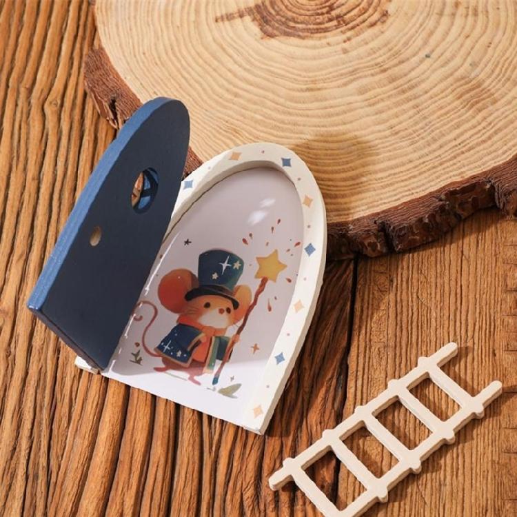 Easy Assemble Miniature Mouse Door Wooden Craft For Childrens Educational Toy And Home Styling