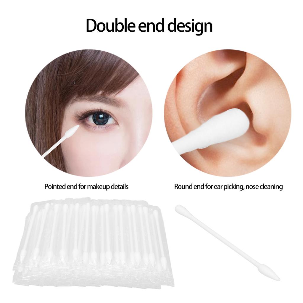100 Stück Wattestäbchen mit Doppelkopf Einzelverpackung Einweg Reinigungs Make-up Wattestäbchen