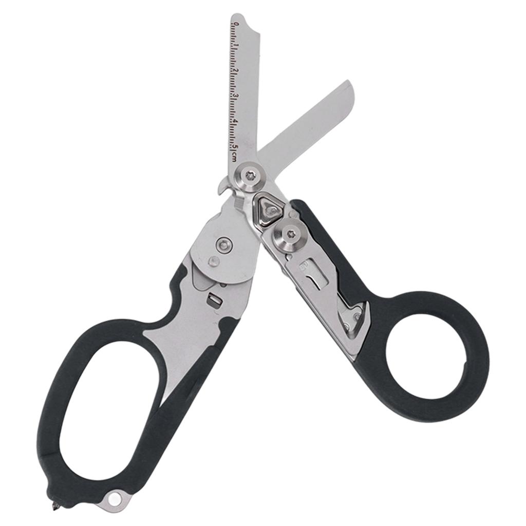 Emergency Response Shears Foldable Shear with Ring Cutter Glass Breaker Latching Function For