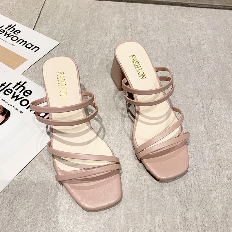 

Large size sandals two wear cool slippers women s 2025 new summer wide fat feet thick heel wear square head women s slippers 40 розовый