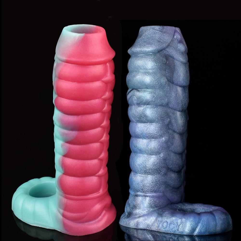 Cheap Men's Silicone Dildo Cover Extended Enlarged Hollow Penis Condom