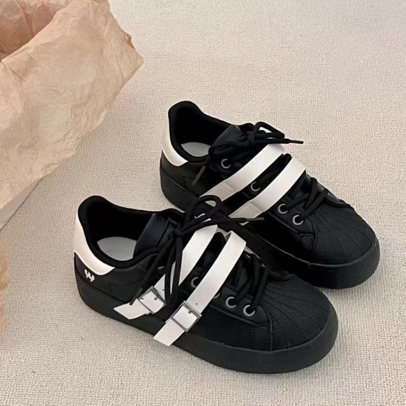 

Spring big head black bread shoes women s platform white shoes casual board shoes 35 чорний