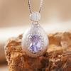 Natural Amethyst Pendant Necklace Women'S S925 Sterling Silver Brushed With Tanzanian Diopside Topa Garnet Colored Treasure
