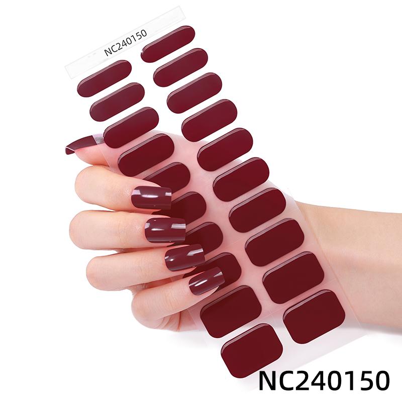 Hot Sell Custom Logo HEMA-Free Gel Polish Nail Stickers New Solid Color Styles Semi Cured Gel Nail Wraps 20 Gel Nail Strips