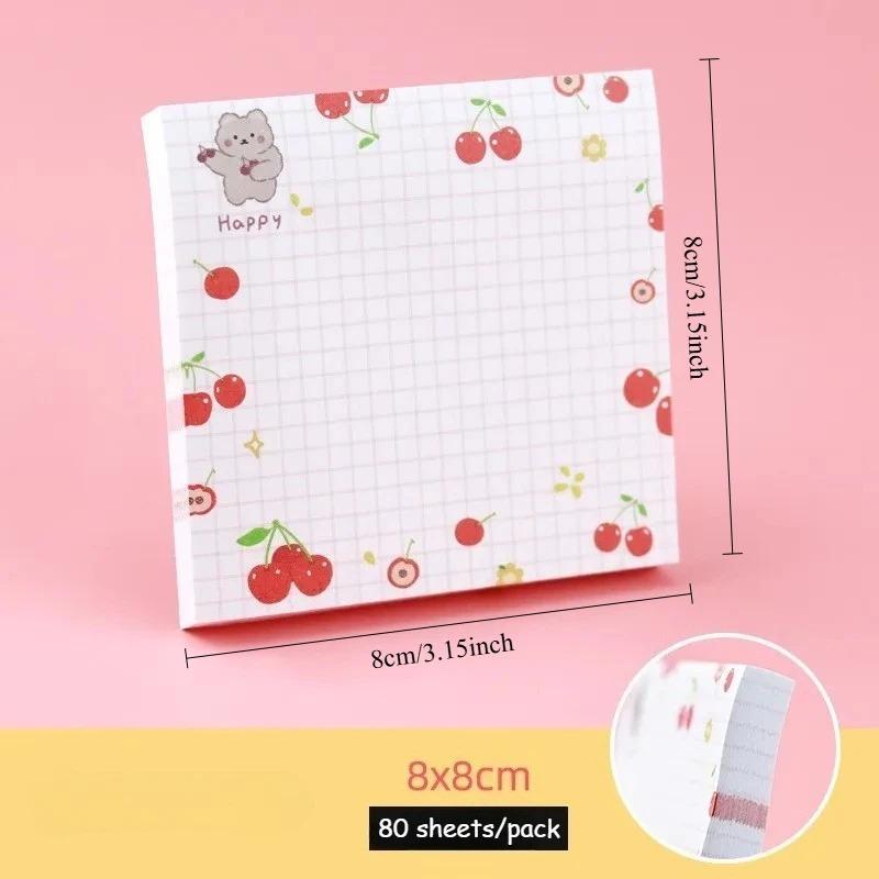 80 Pcs/pack Kawaii Animals and Fruits Sticky Notes Memo Pad To Do List Cute Journaling Supplies Planner Sticker Deco