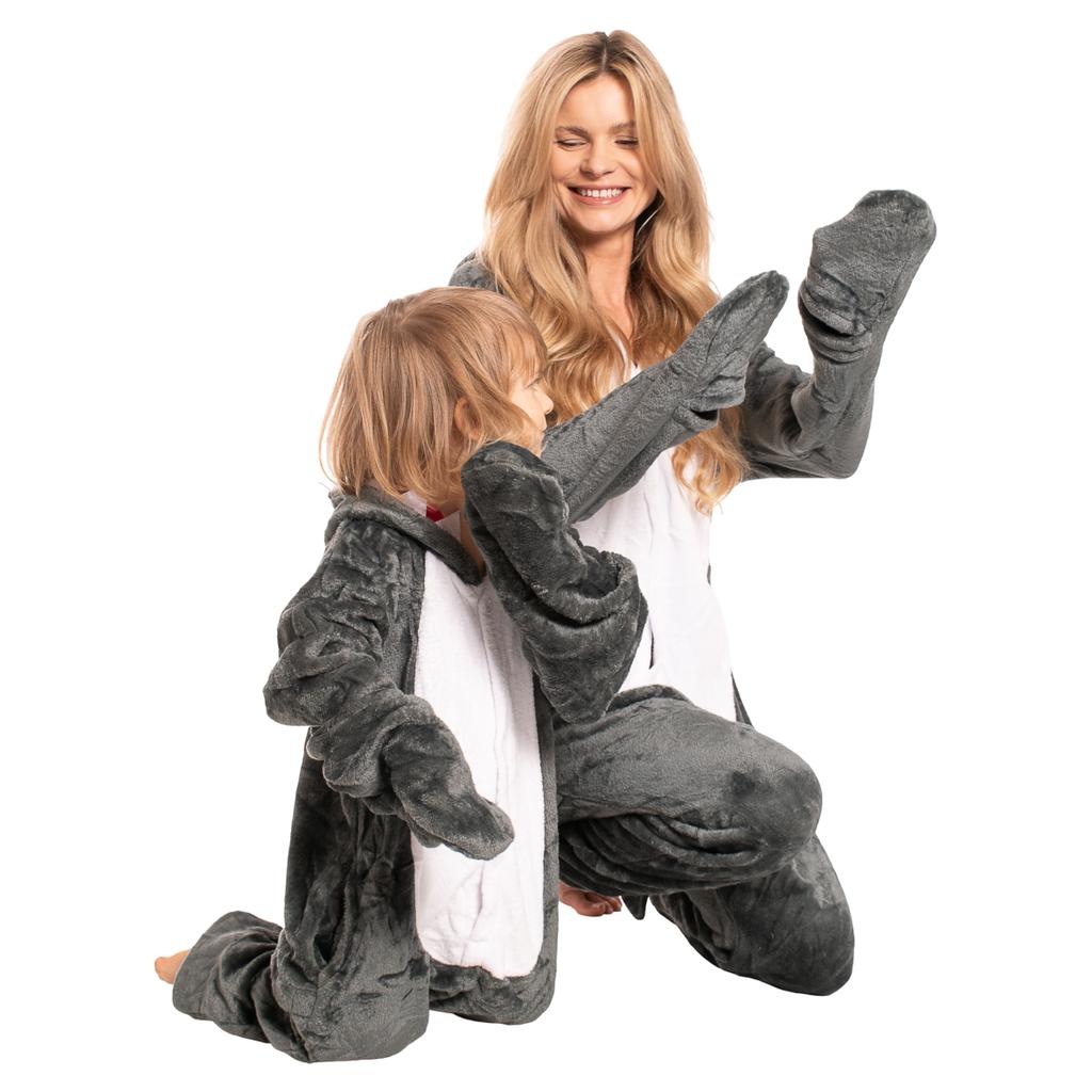 Children's Pyjamas Kigurumi Onesie Costume Grey Shark 125-135 Cm