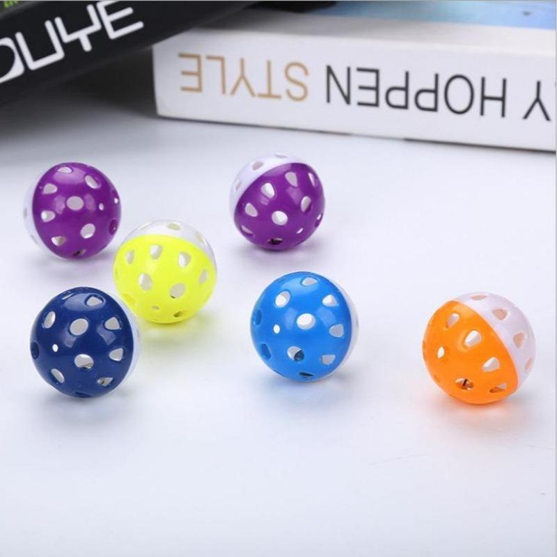5pcs/set 4cm Hollow Bell Ball Teasing Cat Toy Pet Toy Plastic Ball Christmas Ornament Cat Toys Interactive Pet Products