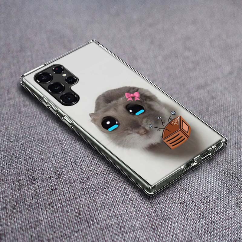 Funny Sad Hamster Meme Phone Case For Samsung Galaxy S24 S23 S21 S20 FE S22 S26 Ultra S25 Edge S10 Plus Cover Clear TPU Capa She