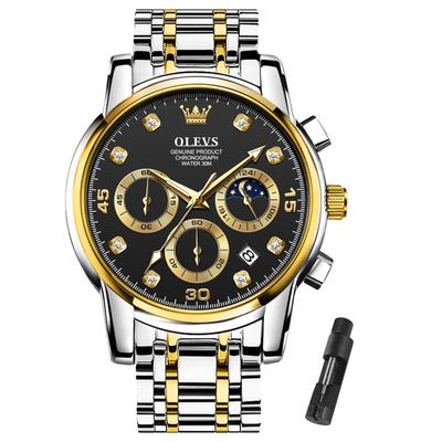 Módne hodinky Populárne analógové Quartz náramkové hodinky Vodotesné Business Nastaviteľné hodinky Čierny kovový remienok Hodinky Dátum Bežné Cool Čierne Veľký ciferník