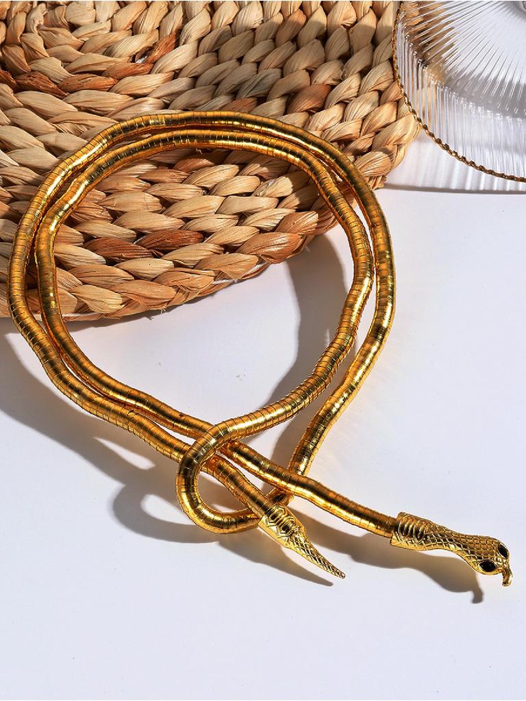 Punk Multilayer Metal Alloy Gold Black Color Cool Bendy Snake Necklace Bracelet for Women Men Chunky Jewelry