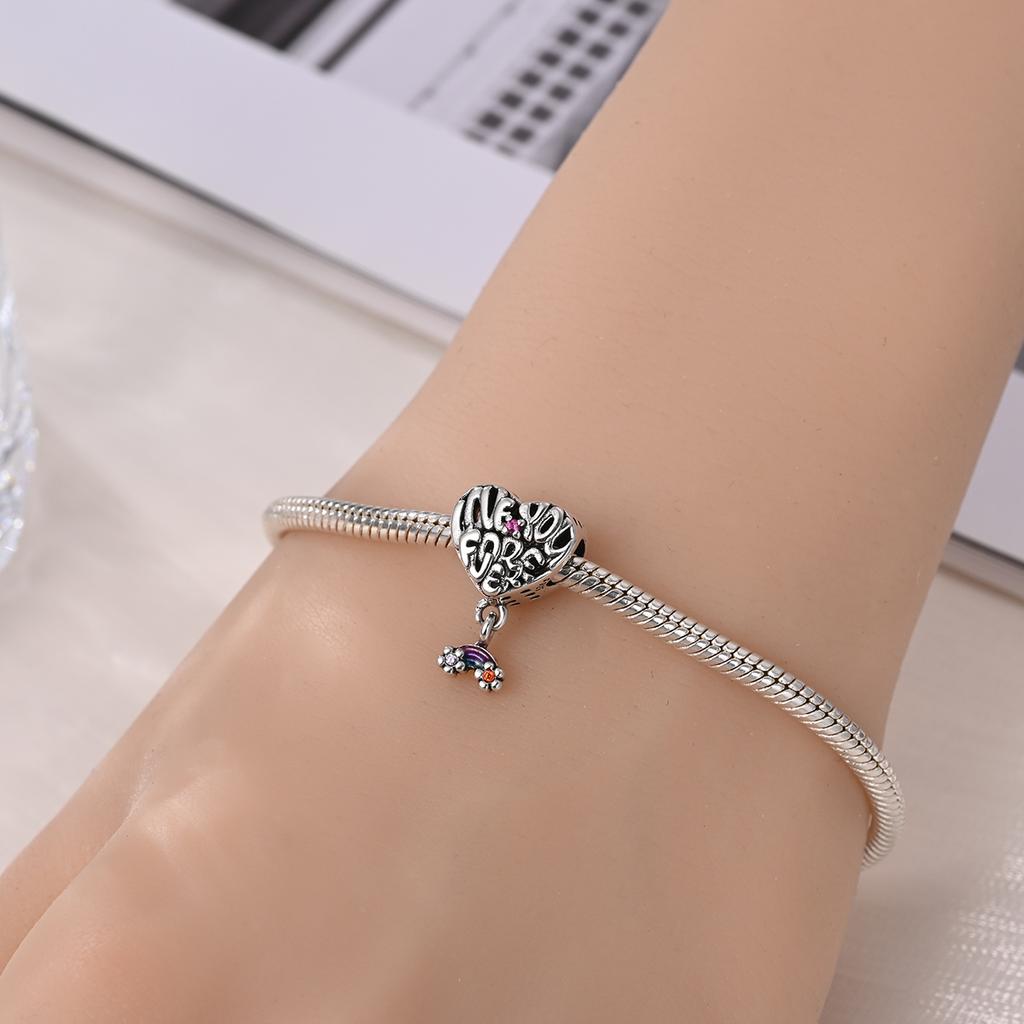 Copper Charms Original Heart Shaped Beads Fit Bracelet Jewelry Diy Lady'S Gift Accessory