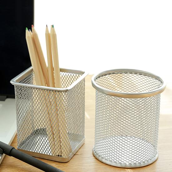 Metal Hollow Pen Pencil Holder Vase Pot Tidy Stationery Storage Desk Container