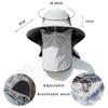 Summer Men Sun Hat with Shawl Veil 9 Cm Brim Military Camouflage Side Breathable Mesh Bucket Cap Outdoor Use Sunscreen Fishing Cap