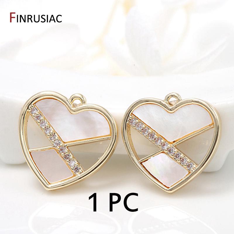 

2025 New Trendy Heart Charms For Jewelry Making DIY Earring Charms Pendant for Necklace Inlaid Zircon Rhinestone and Pink Shell