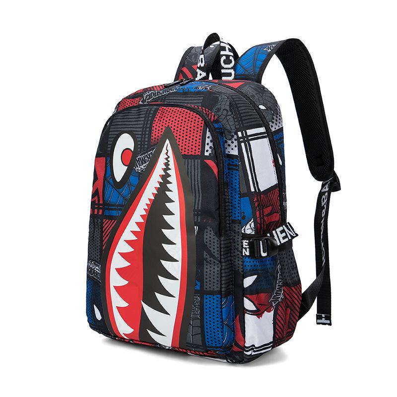 Shark Design Lightweight Oxford School Backpack for Boys
