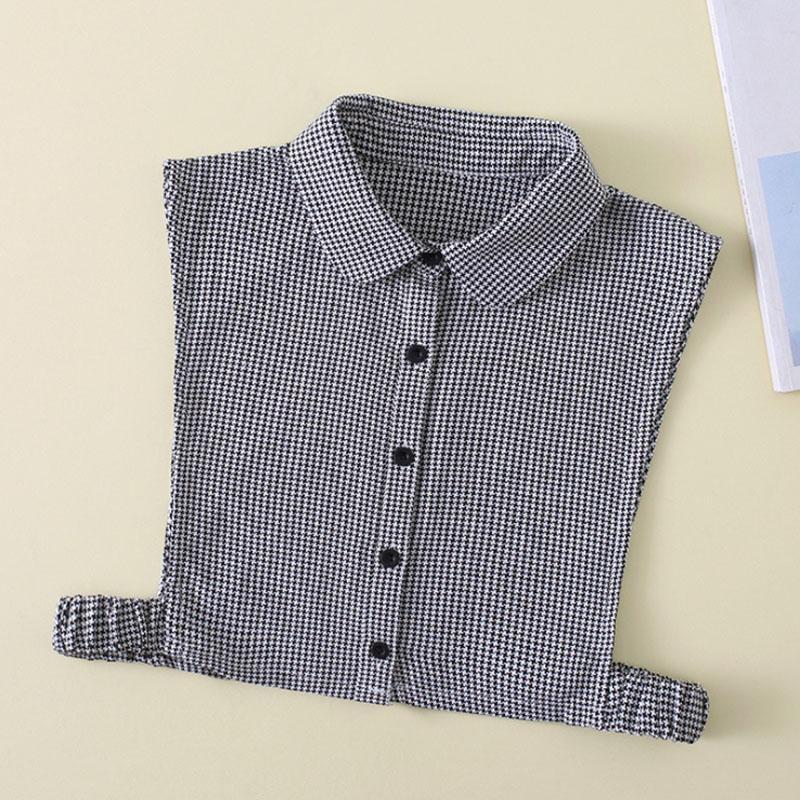 Fashion Plaid Fake Collar Women Detachable collars New Cotton False Collar Shirt Tie Female Removable Dickie Half Shirt Women