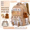 Cartoon multi-compartment schoolbag, female student-level large-capacity backpack, cute new girls' back