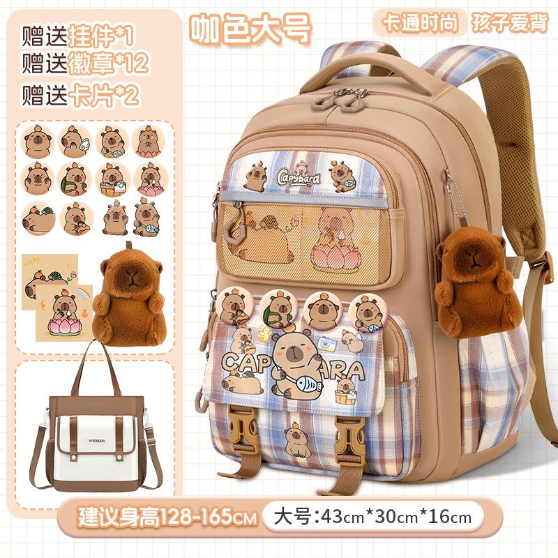Cartoon multi-compartment schoolbag, female student-level large-capacity backpack, cute new girls' back