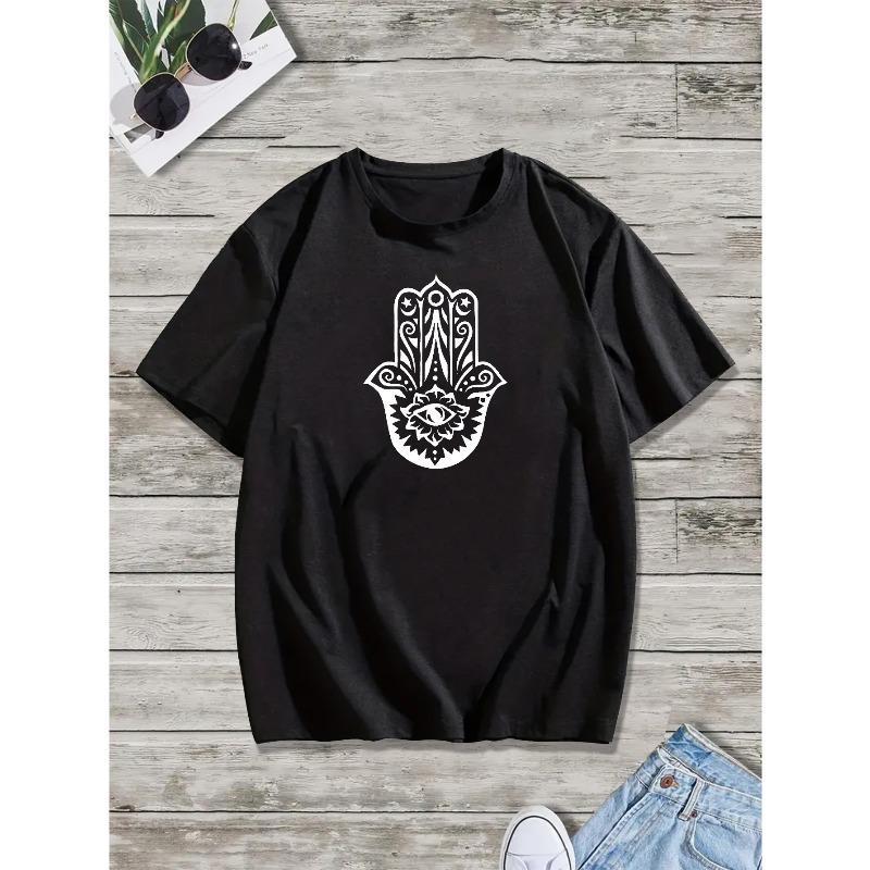 European Sizes Hamsa Hand Hand of Fatima Evil Eye Men s Short Sleeve T-shirt Summer T-shirt Top S разноцветный
