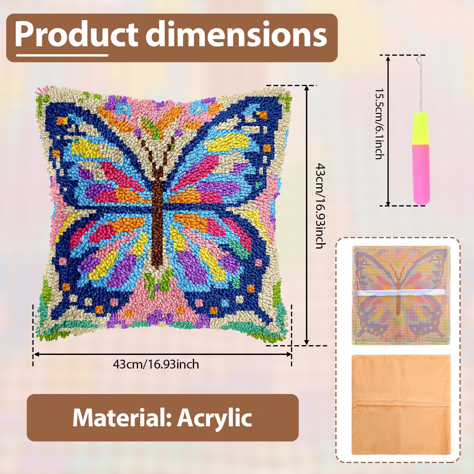 

Latch Hook Kits for Adults Beginners Cute Animal Latch Hook Pillow Kit with Yarn Embroidered Fabric for Home Sofa Decor 17x17