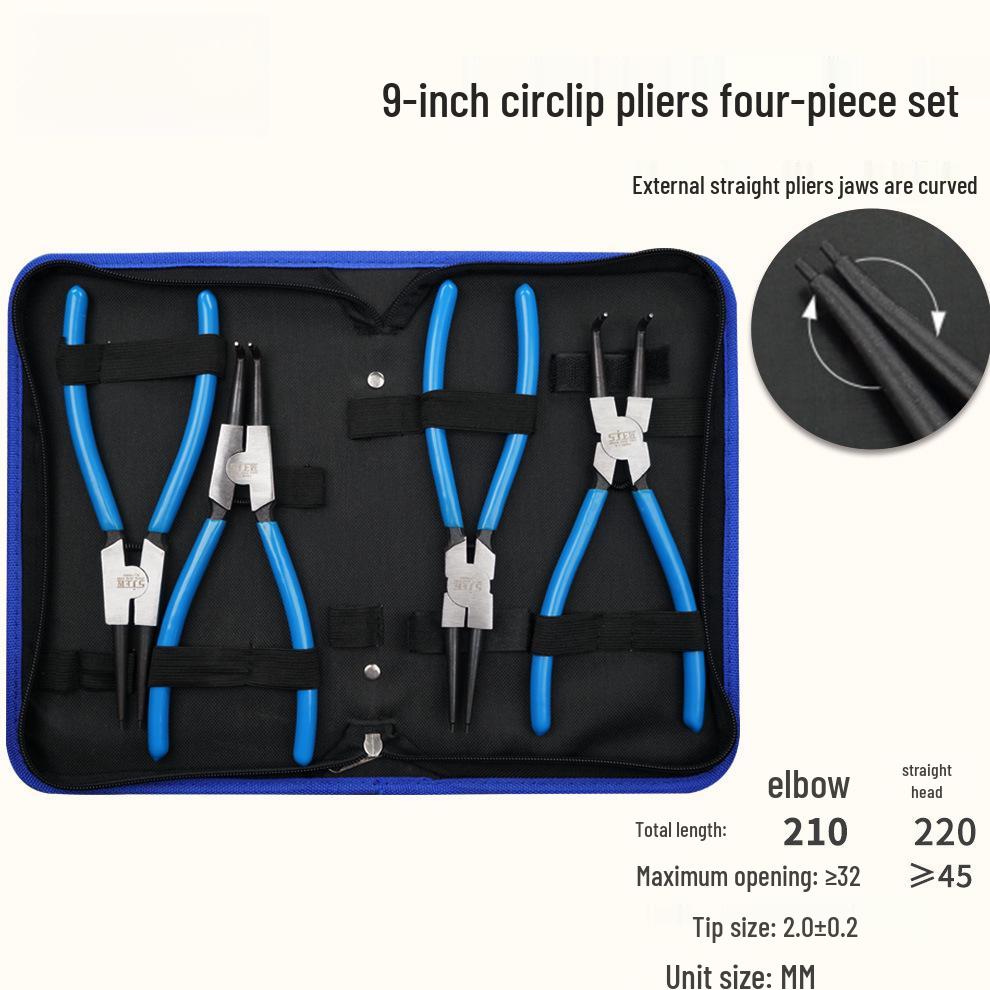 Multifunktions-Sicherungsringzange: Gelbe Sicherungsringzange mit externer/interner Unterstützung, gerade/gebogene Ausführung