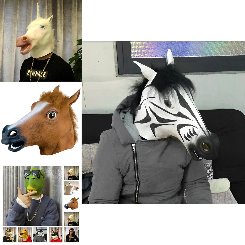 Horse Head Mask Halloween Cosplay Costume Accessory For Adults Scary And Realistic