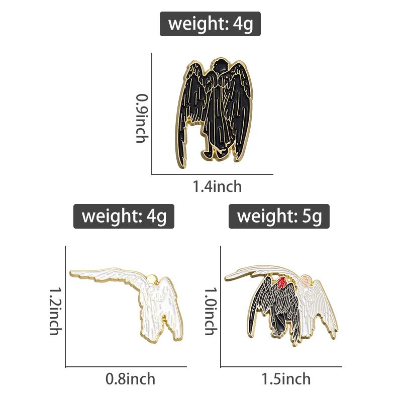 Angel Wing And Devil Wing Enamel Pins Custom Black And White Angel Brooches Lapel Badges Animal Jewelry Gift for Friends