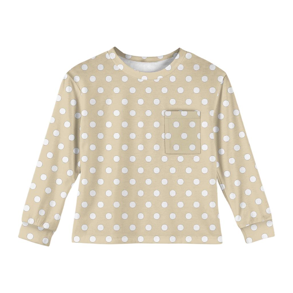 Girls' Long Sleeve Blouse - Round Neck Soft Waist Tunic