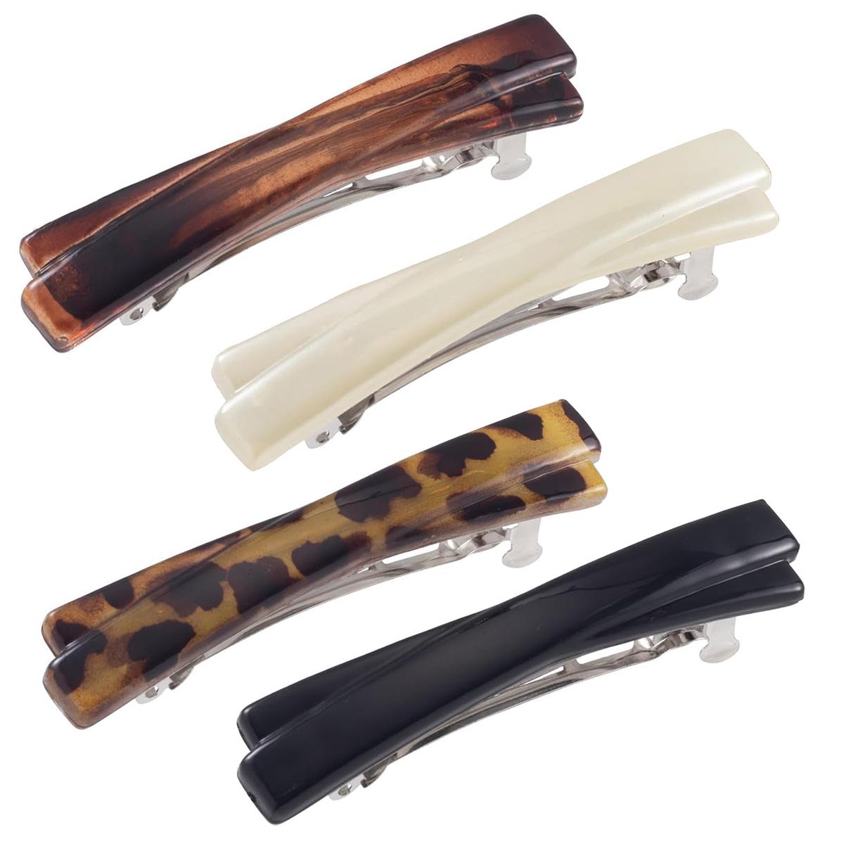 

4 Pieces Of French Hair Clips Suitable For Women And Girls - Beautiful Turtle Shaped Flat Head Hair Accessories