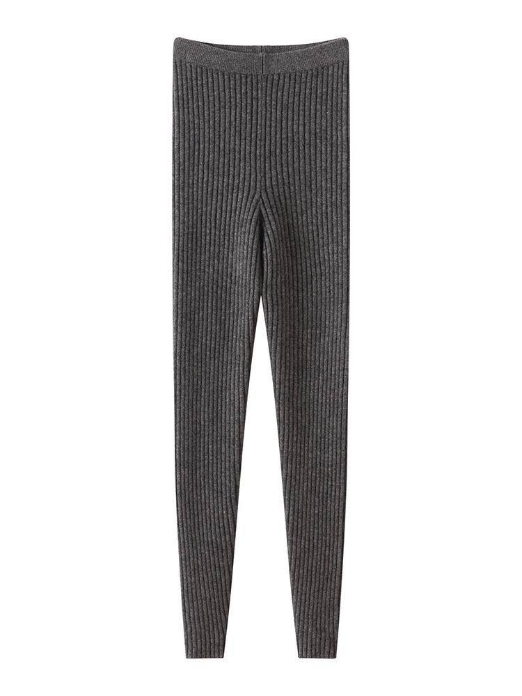 Women's Autumn & Winter Cashmere Knit Base Layer Pants - Soft, Comfortable, Warm, Solid Color, Striped Versatile Fashion.