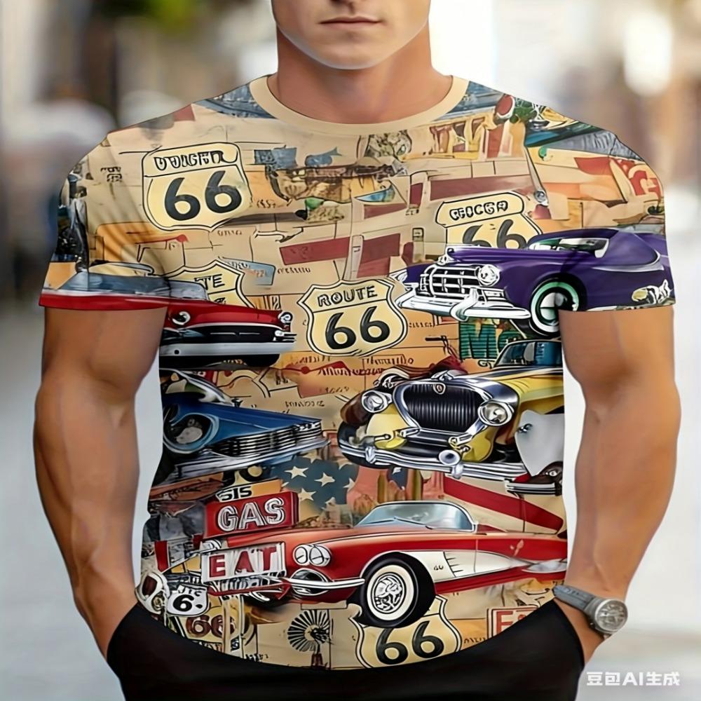 Men's Fashion Trend Casual Round-neck 3D Print T-shirt
