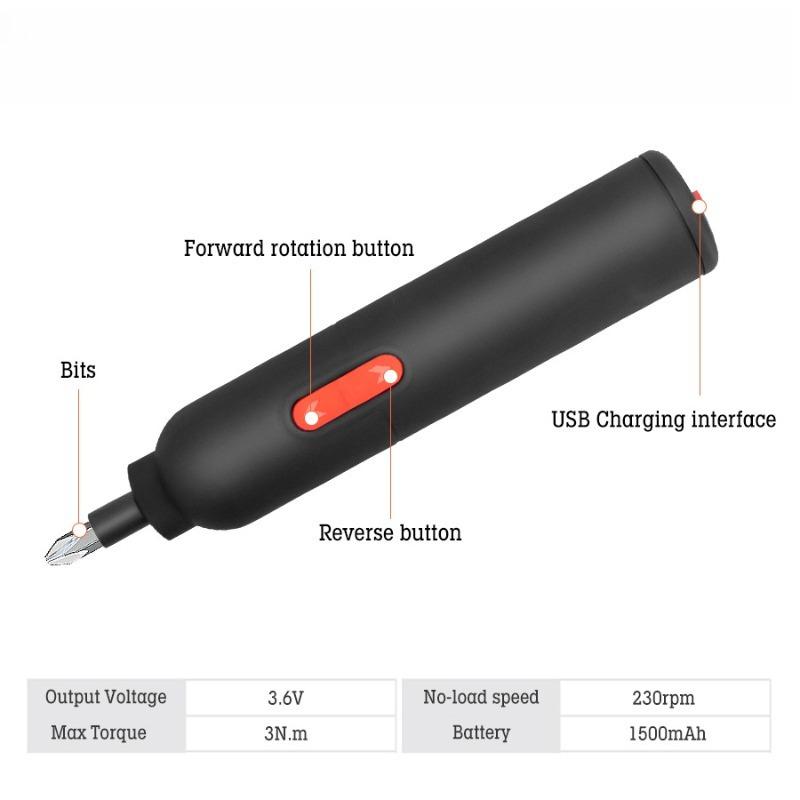 Mini Electric Screwdriver USB Lithium Durable Multifunctional Small Electric Drill Home Repair DIY Accessories Tool Set