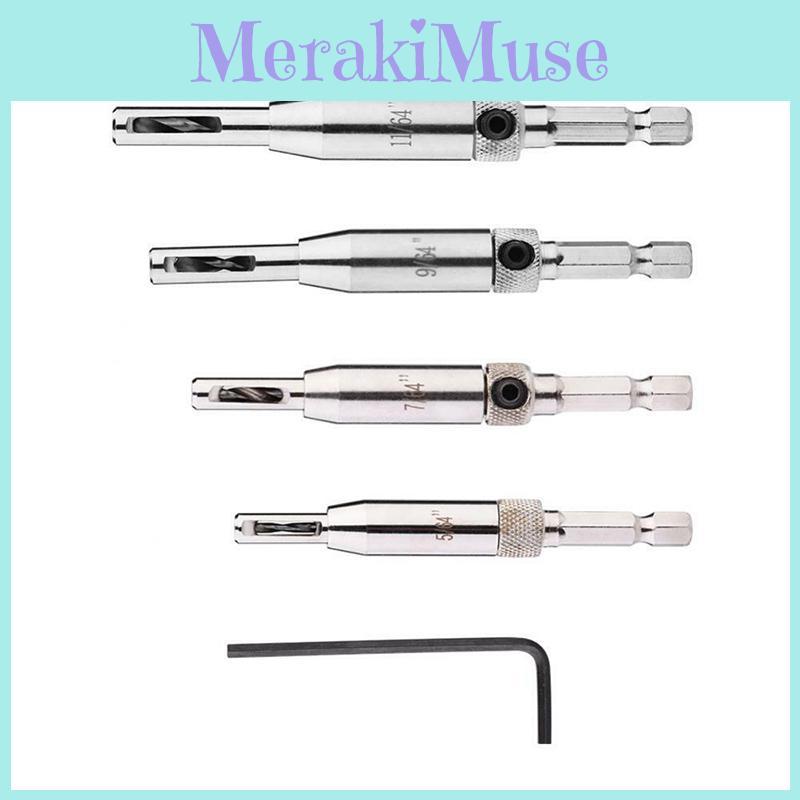 Exceptional 4x Hex Shank Self Centering Door Window Hinge Twist Wood Drill Bit Hole Puncher For Precision Drilling