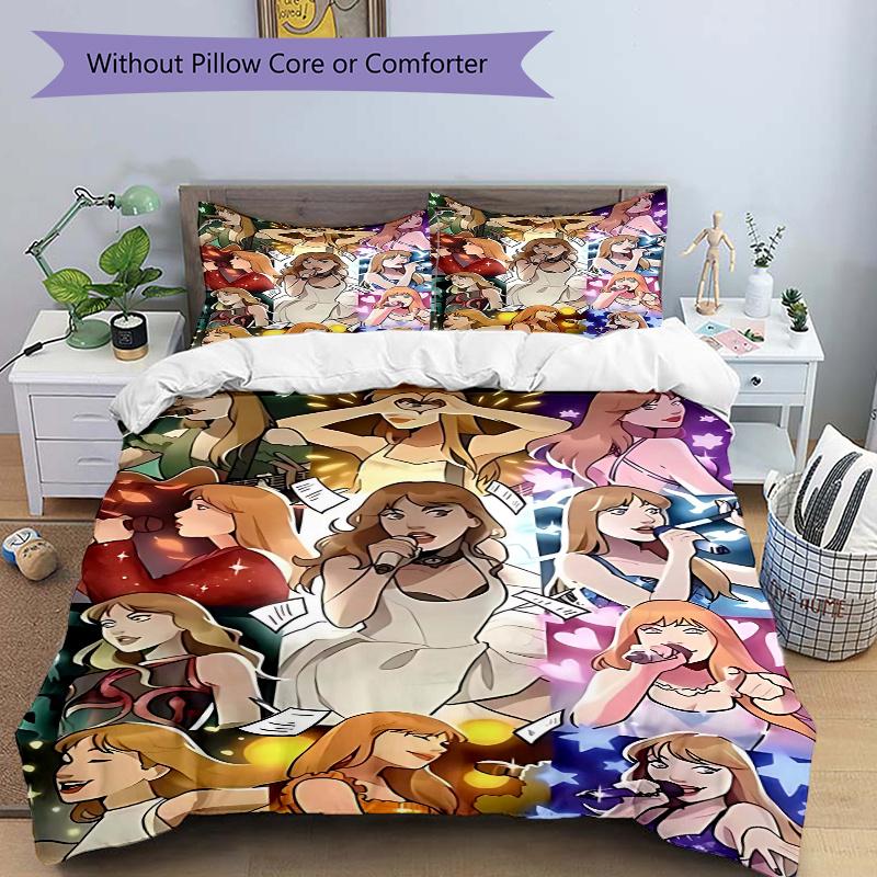 

3pcs Anime Cartoon Design Comforter Set with One Quilt Cover and Two Pillowcases (No Core) - Festive Gift for Bedroom and Guest Room Decoration.F031 135x200cm